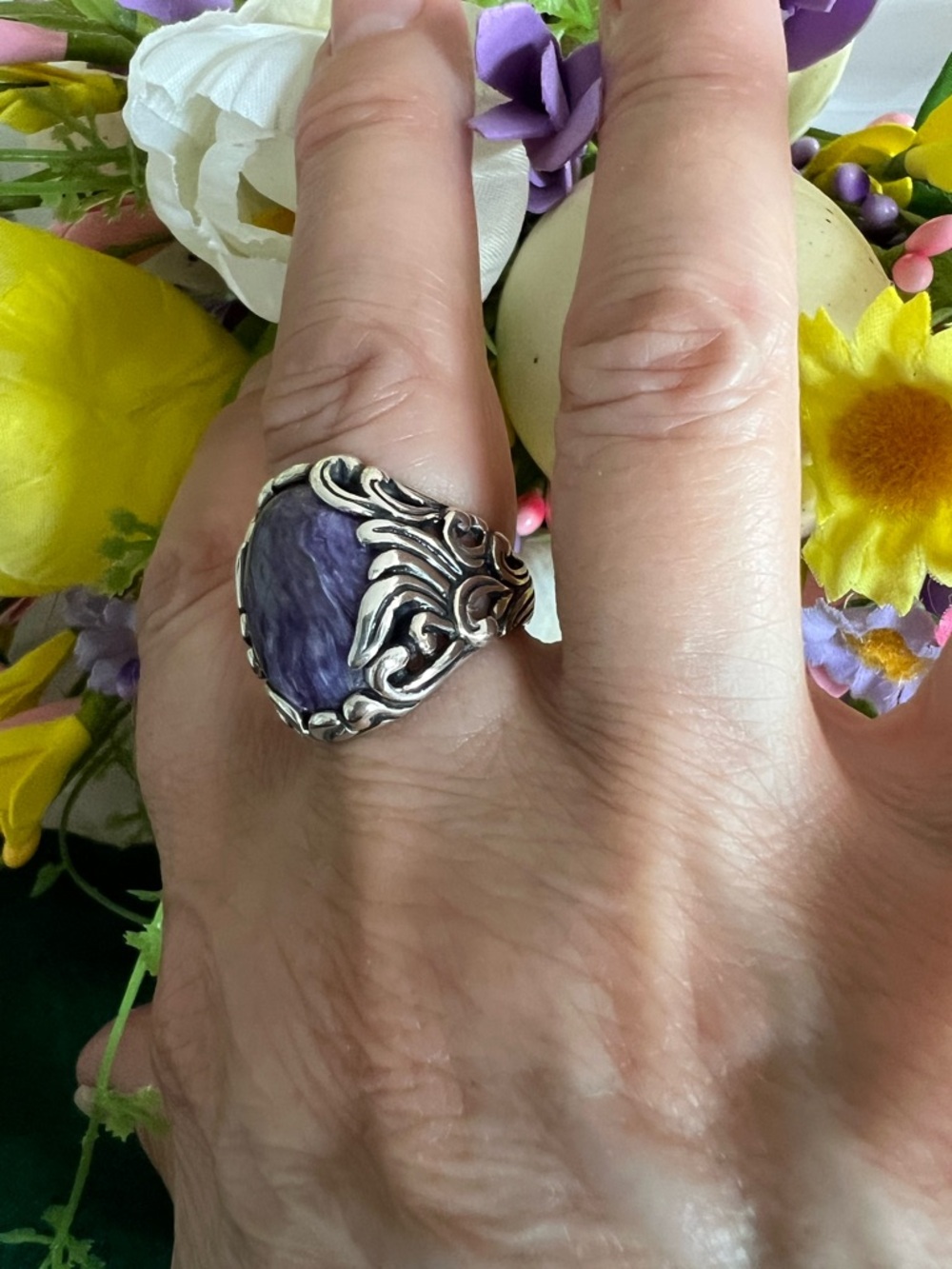 Carolyn Pollack Sterling Silver Charoite Ring - Picture 4 of 10